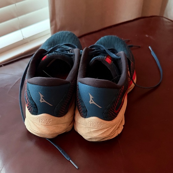 MIZUNO WAVE RIDER MEN J1GC230308 Navy Blue Red SportzTrack - Picture 3 of 7